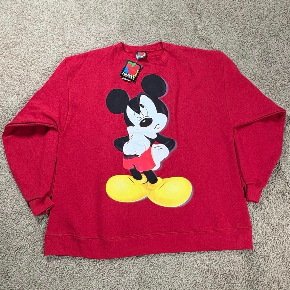 Vtg 90s Disney Mickey Mouse Sweatshirt Lg Thinking Graphic Unlimited Leigh M / L